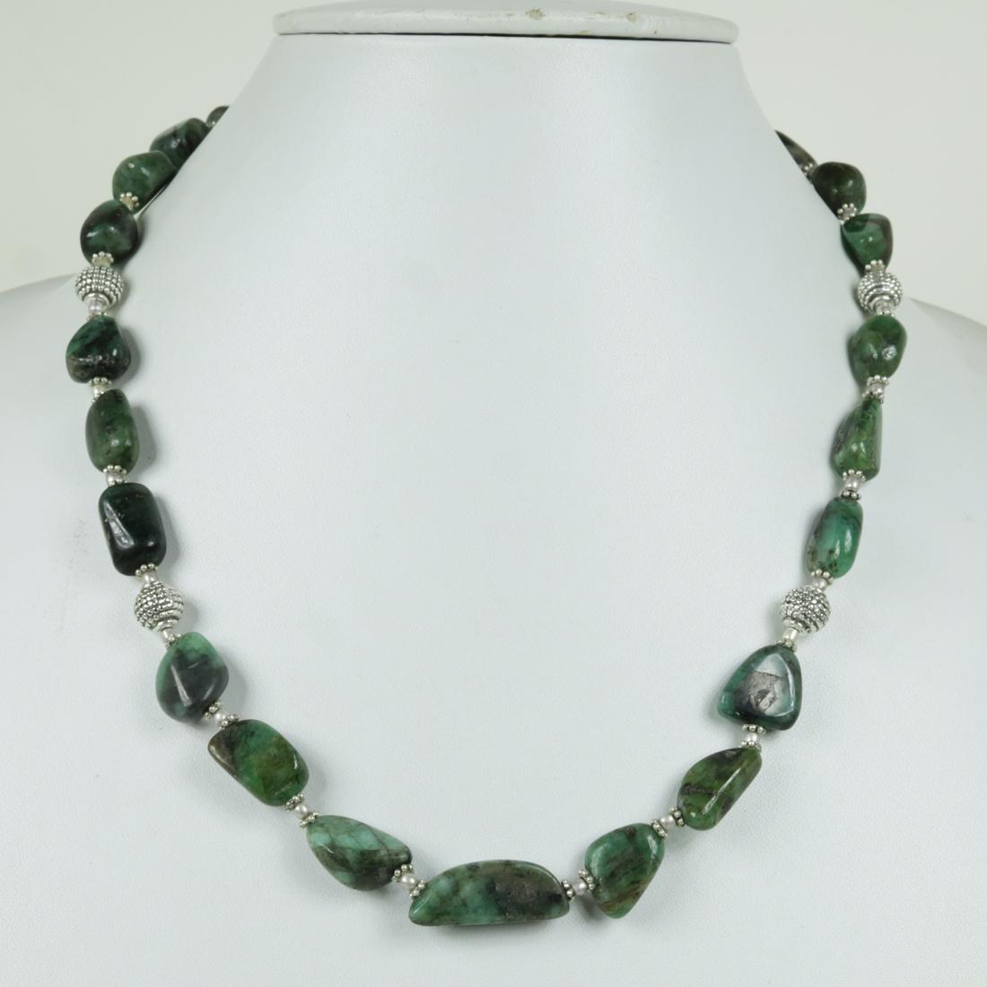 Natural Zambian Emerald Handmade Beaded Necklace (1 of 4)