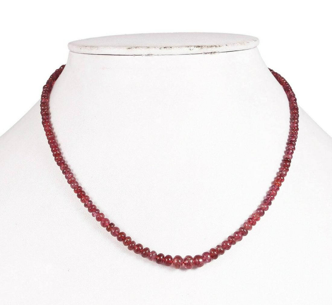 Natural Burma Red Spinel Necklace Rondelle Beads: Natural/Lab-Created: Natural Treatment: None (No Enhancement)Transparency: Translucent Brand: Gems TreasureShape: Bead Country of Origin: BurmaCountry/Region of Manufacture: India Color: RedCut Grade: