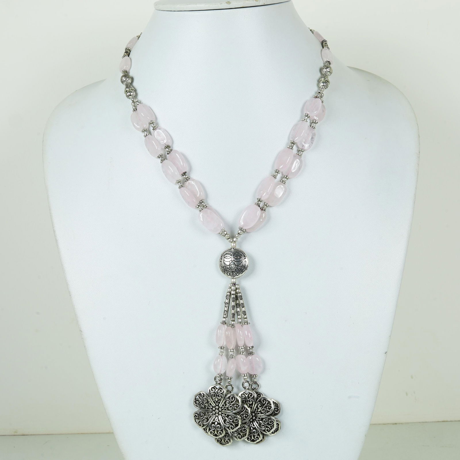 Natural Rose Quartz Handmade beaded Necklace (1 of 3)