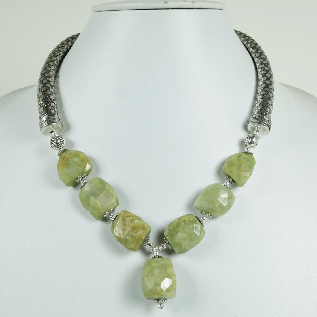 Indian Hand Carved Metal With Prehnite Necklace: “Indian Choker Necklace Set Silver Oxidised High Quality Boho Jewellery.This beautiful necklace set looks perfect with indian , western and indo-western dresses. Perfect to club it with the six yard