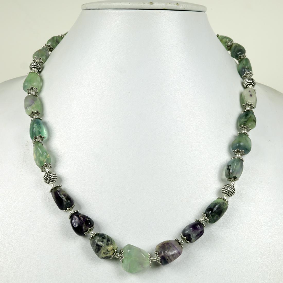 Amethyst & Prehnite Handmade Metal Beaded Necklace (1 of 5)