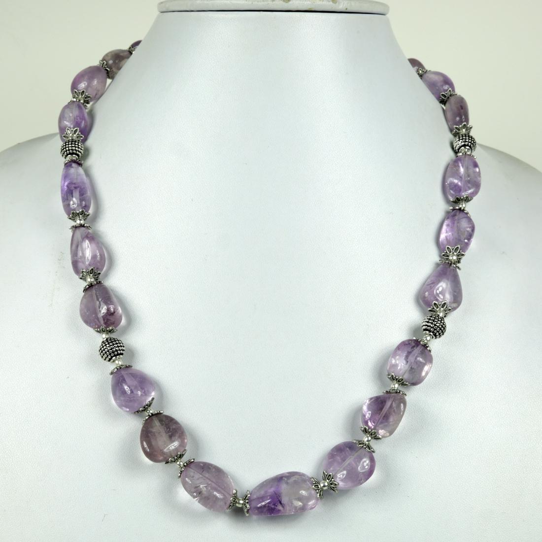 Natural Amethyst Handmade Metal Beaded Necklace (1 of 3)
