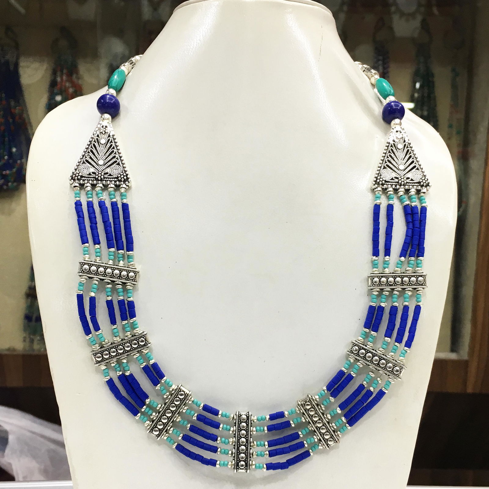 Tibetan Lapis Handmade Beaded Necklace (1 of 1)