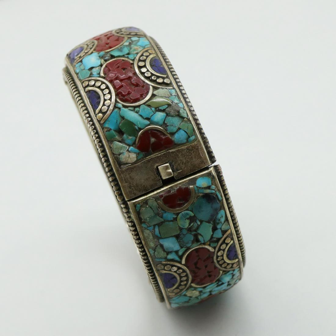 Turquoise Handmade Tibetan Silver Hand-Carved Old (1 of 5)