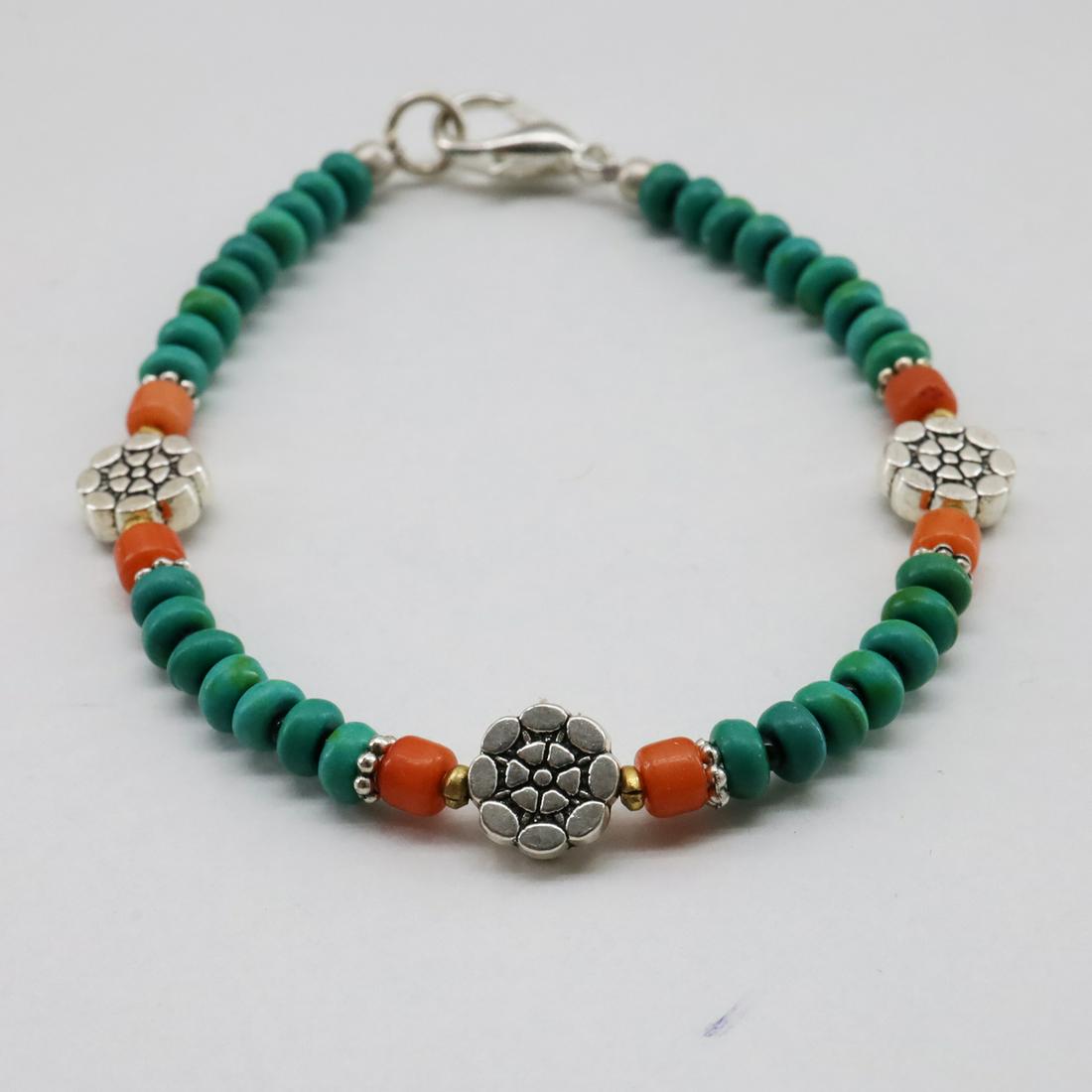 Tibetan Turquoise & Coral Handmade Beaded Bracelet: Tibet Natural Stone Hand Made Turquoise, Coral & Lapis Bracelet......This elegant Bracelet was handcrafted in Tibet, the home of exquisite jewelry craftsmanship. It was skillfully made with large natu