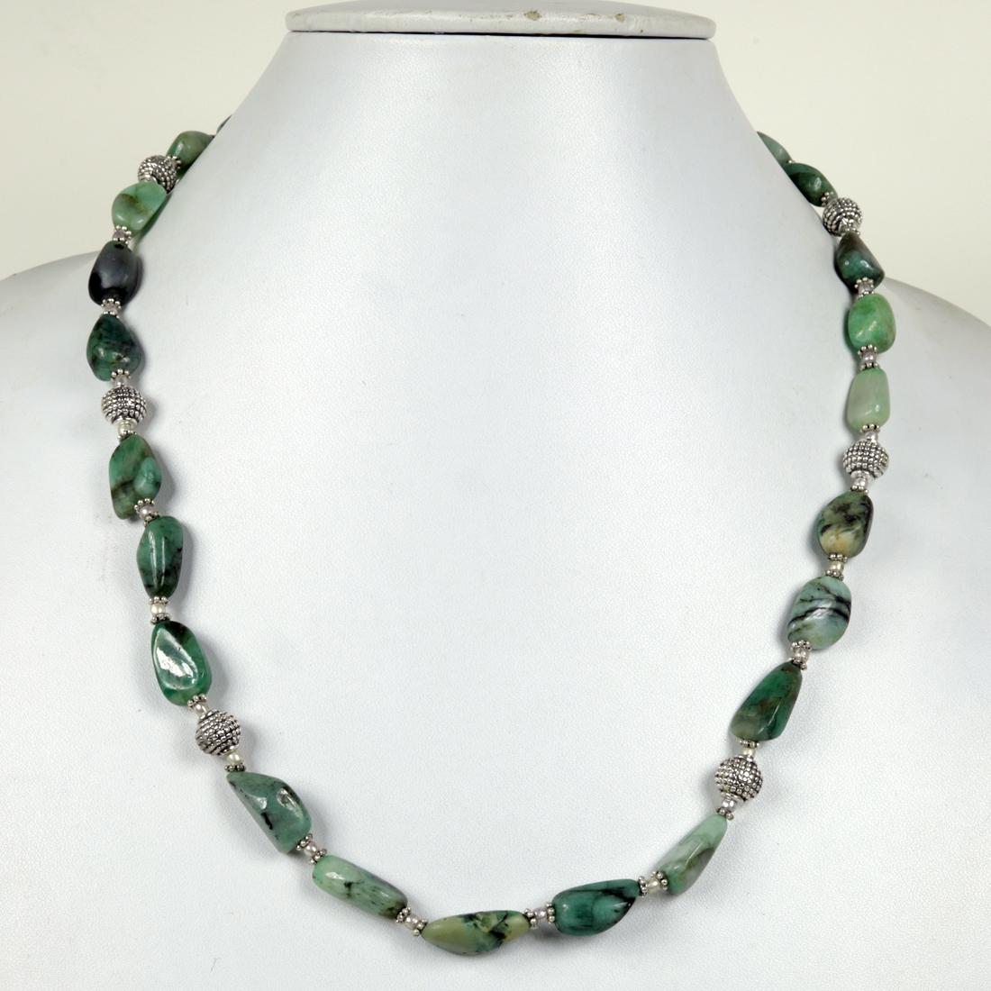 Natural Zambian Emerald Handmade Beaded Necklace (1 of 3)