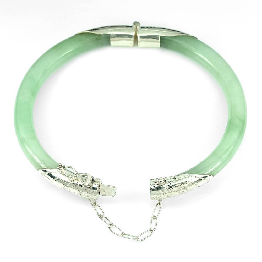 127 Ct. Natural Green Jade Bangle with Real 925 (1 of 3)