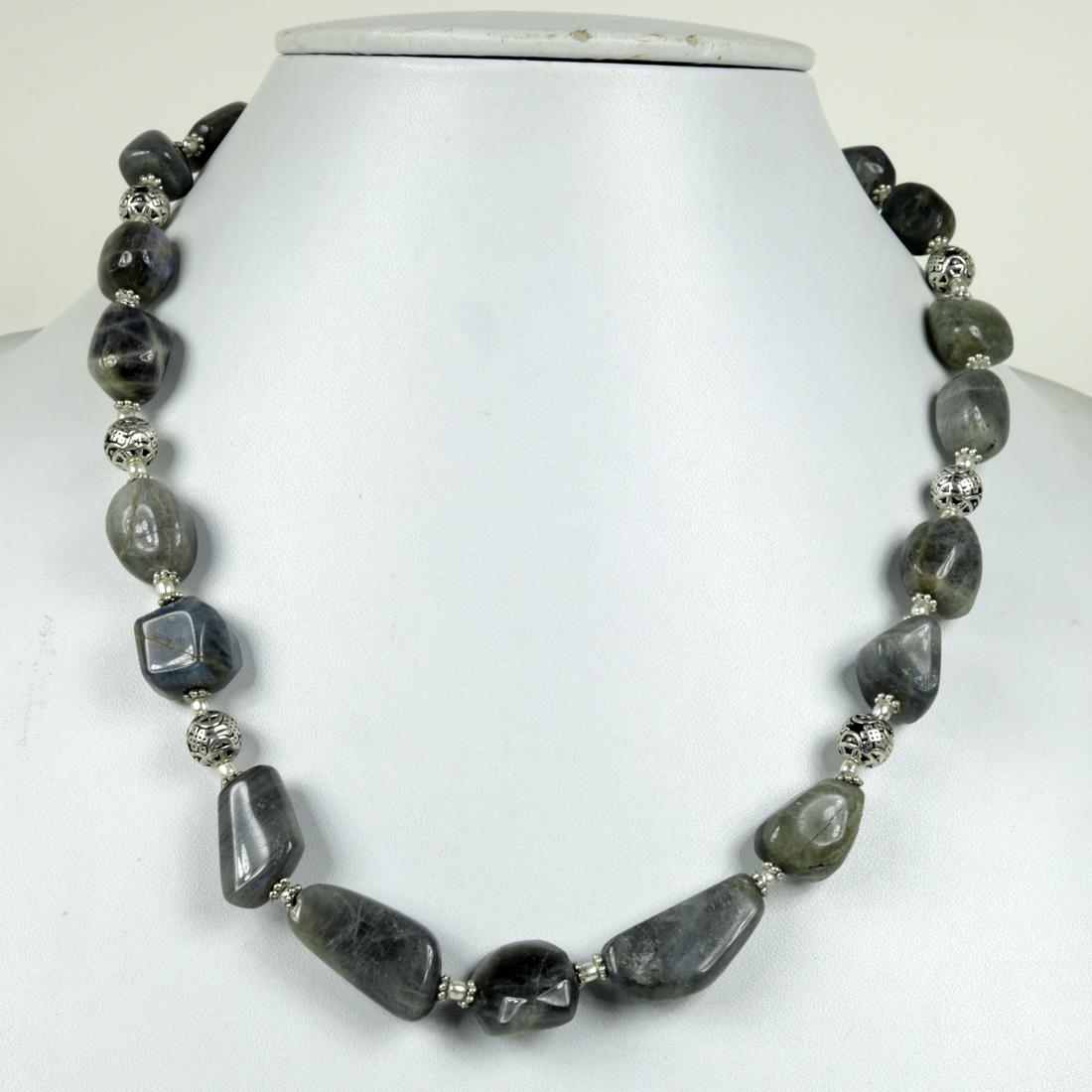 Natural Labradorite Handmade Beaded Necklace: “Indian Choker Necklace Set Silver Oxidised High Quality Boho Jewellery.This beautiful necklace set looks perfect with indian , western and indo-western dresses. Perfect to club it with the six yard