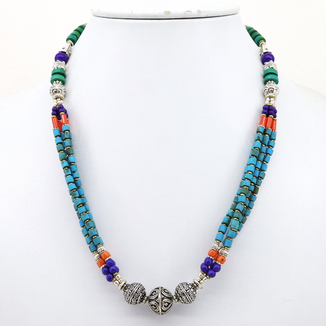 Natural Tibetan Turquoise Beaded Choker Necklace (1 of 3)