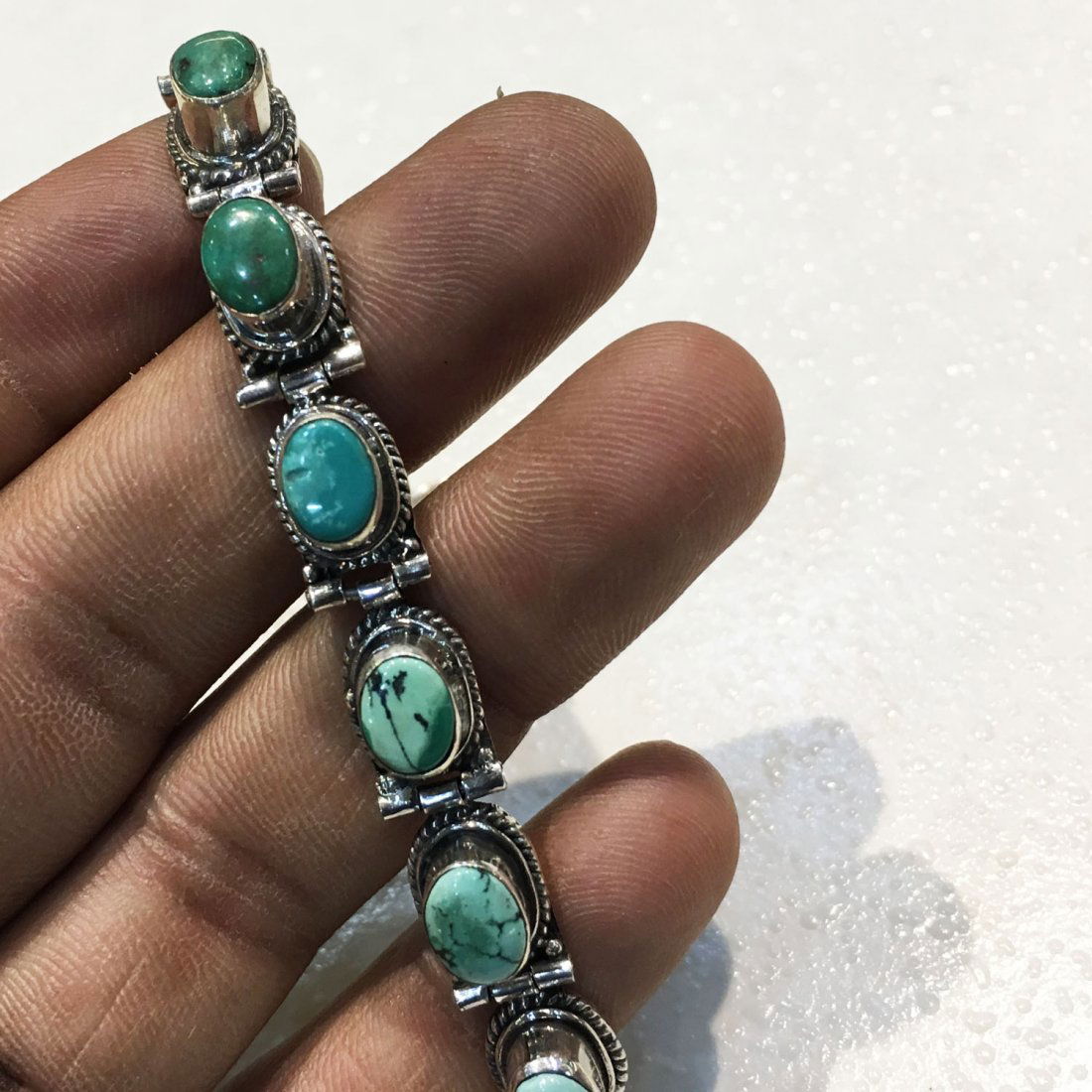 925 Sterling Silver Natural Turquoise Bracelet (1 of 4)