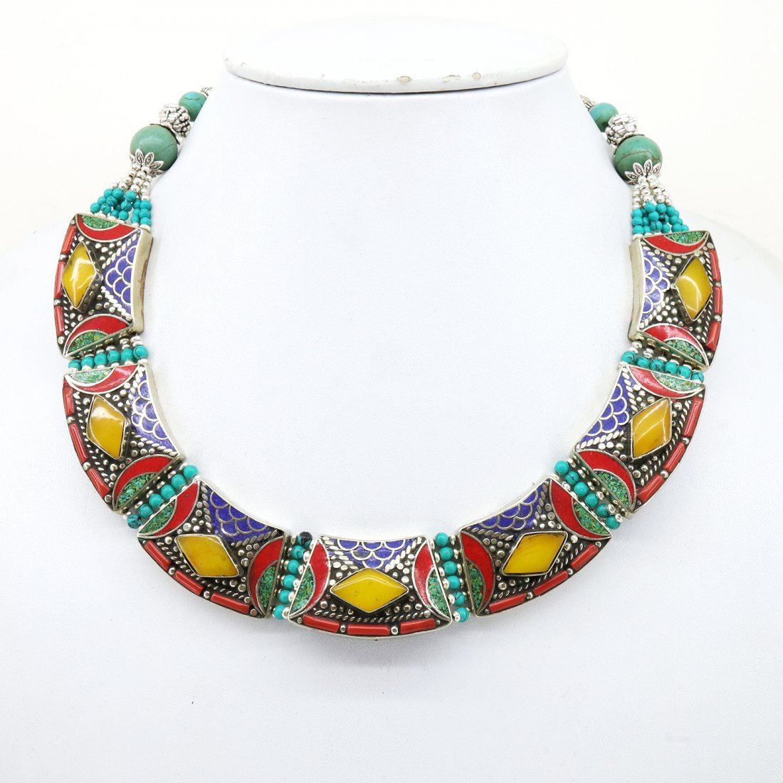 Tibetan Amber Handmade Statement Choker Necklace (1 of 3)