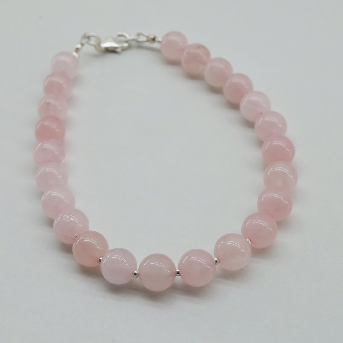 Brazil Natural Rose Quartz Hand Made Silver Bracelet (1 of 5)