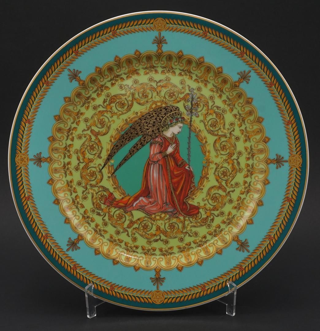 Rosenthal Versace Christmas plate 1995: Rosenthal Versace Weihnachtsteller 1995 Rosenthal Studio-Line, Versace Weihnachtsteller "L`Ange Gabriel 1995", limitierte Auflage, reiche Goldstaffage, guter Zustand, D. 31 cm Rosenthal Studio-Line, V