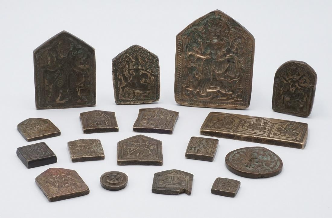 17 Bronze matrices for amulets, votive tablets, India, (1 of 3)