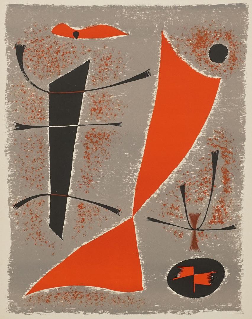 Gustave Singier, "Abstract Composition": Gustave Singier,"Abstrakte Komposition" (1909 Belgien - 1984 Paris), Farblithografie/Arches, guter Zustand, Darstellung 28 x 21,5 cm (HxB), Passepartout, Gesamtmaß 41 x 34,5 cm (HxB) (1909 Belgiu