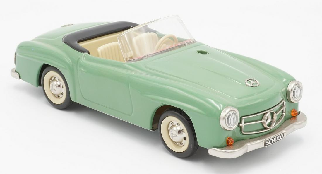 Schuco Mercedes 190 SL: Modellnummer 2097 aus Montageset Replika Uhrwerkmotor guter Zustand ohne Schüssel L. 22 cm Schuco Mercedes 190 SL model car replica from an assembly kit clockwork motor good condition w