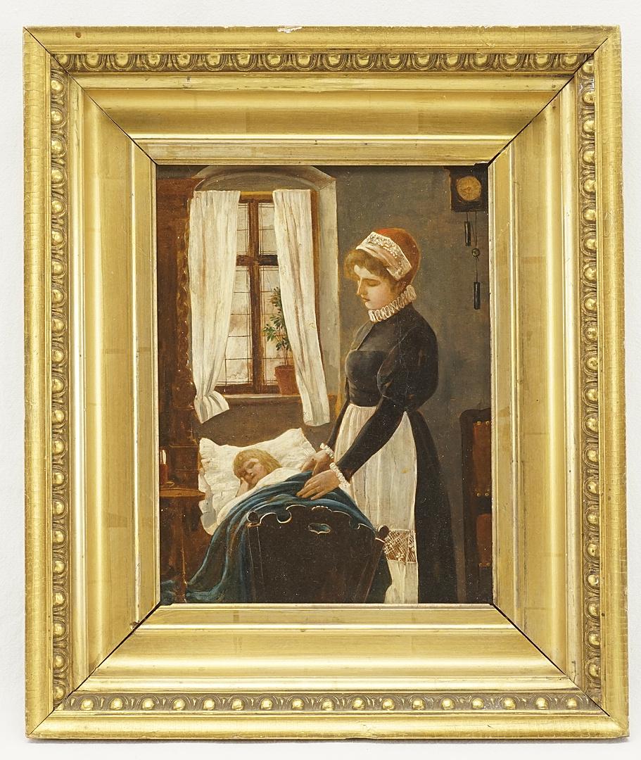 Unknown painter, Woman at a cradle (1 of 3)