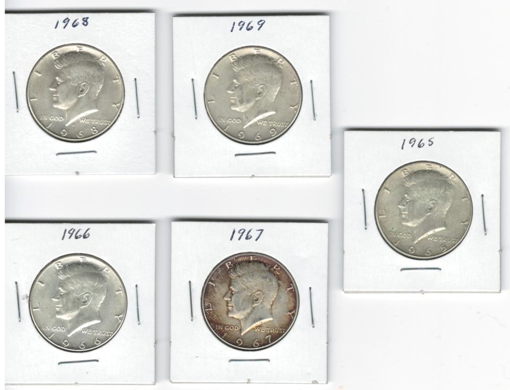 Lot of 5 nice 40% Silver Kennedy Half Dollars (1 of 3)