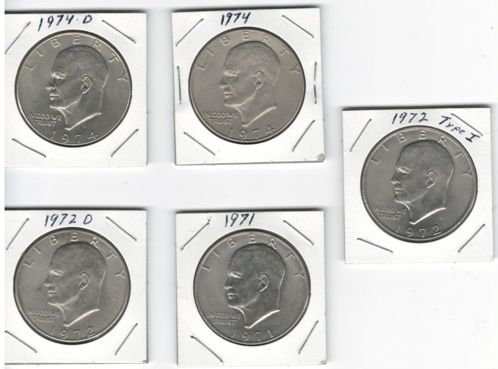 Lot of 5 Eisenhower Dollar Coins (1 of 3)