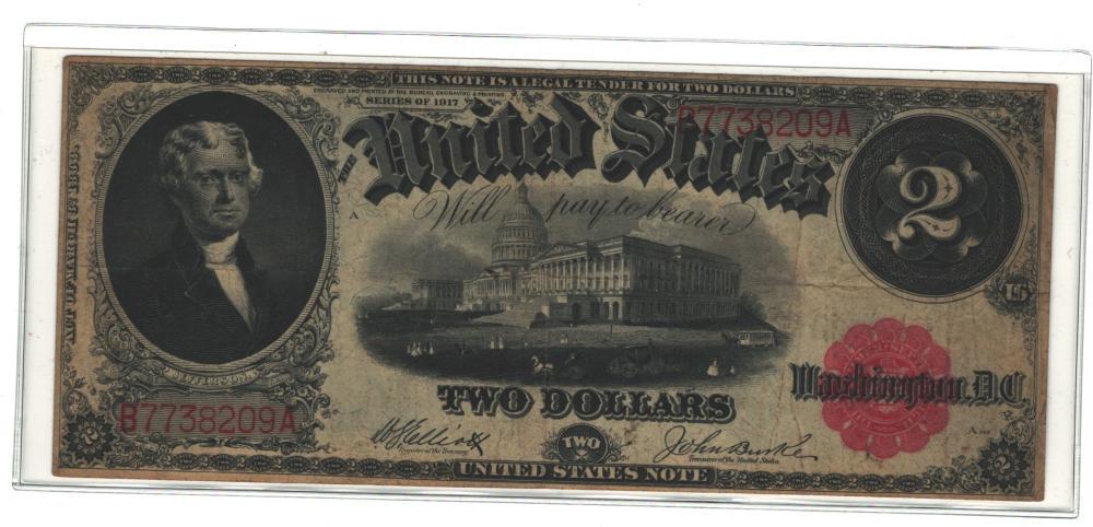 1917 United States $2 Two Dollar Bill - very nice: 1917 $2