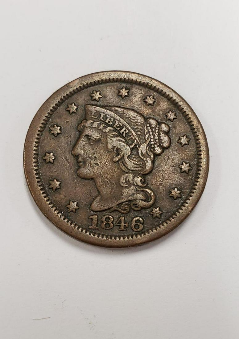 1846 Braided hair Large Cent 1C (1 of 3)
