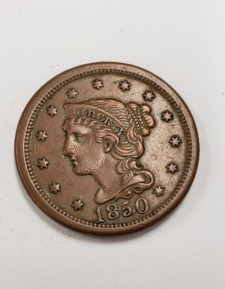 1850 Braided hair Large Cent 1C HIGHER GRADE (1 of 3)
