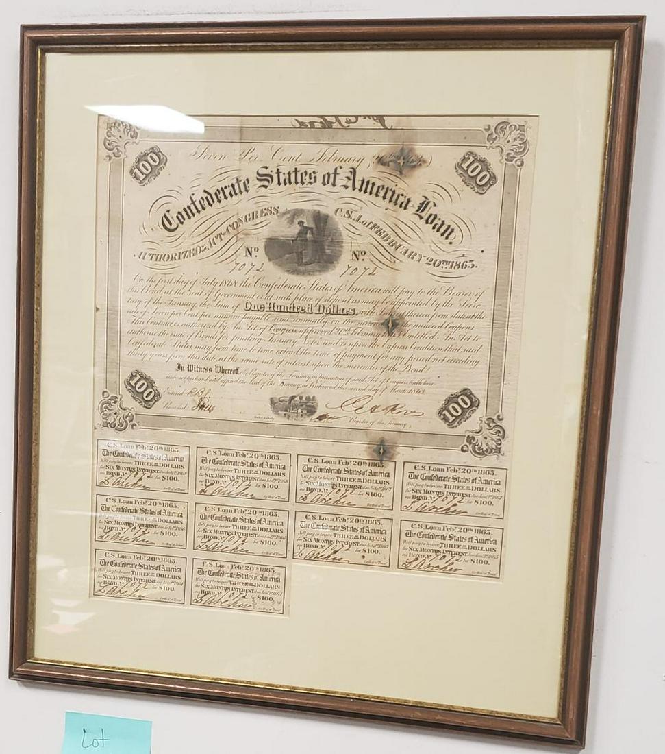 1865 Confederate States of America Loan Certificate (1 of 6)