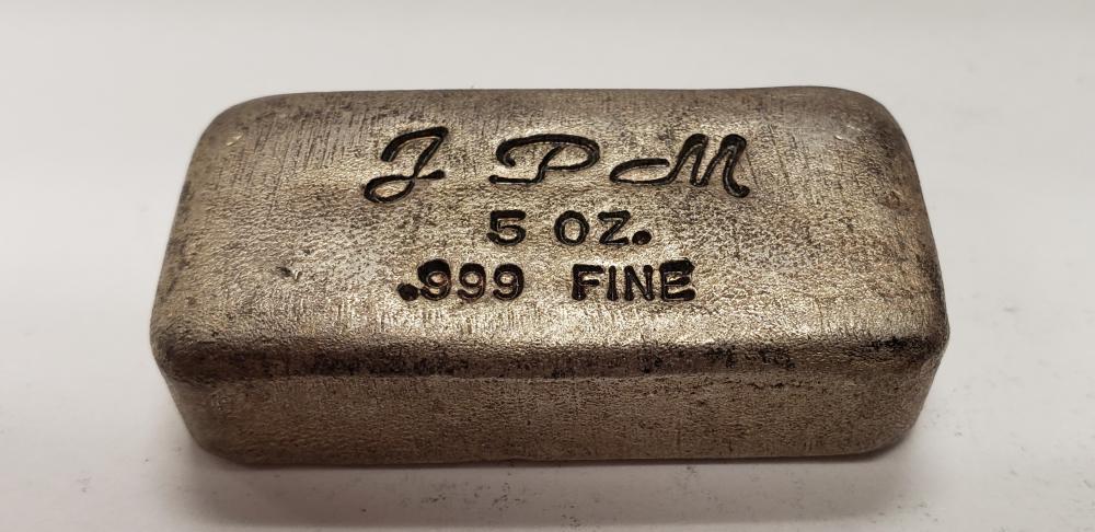 5 ounce .999 fine Silver bar JPM (1 of 3)