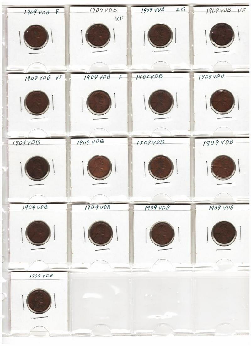 Lot of 17 1909VDB Lincoln Head Cents (1 of 11)