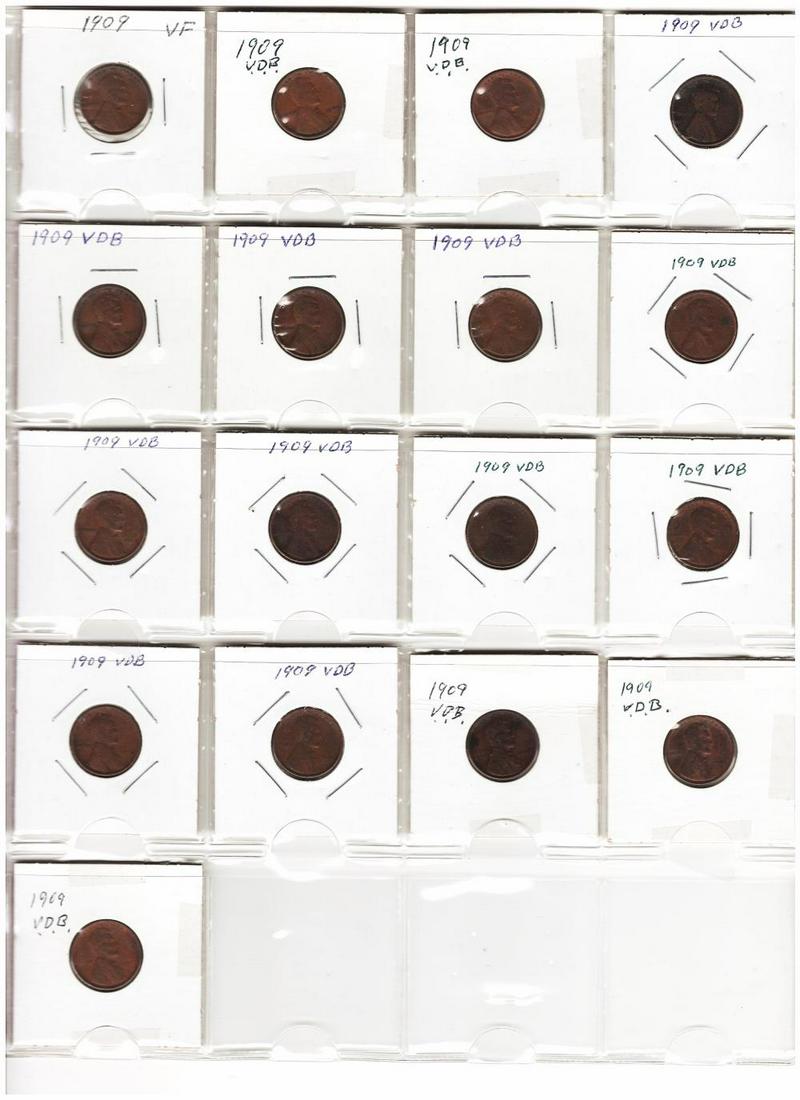 Lot of 17 1909VDB Lincoln Head Cents (1 of 11)
