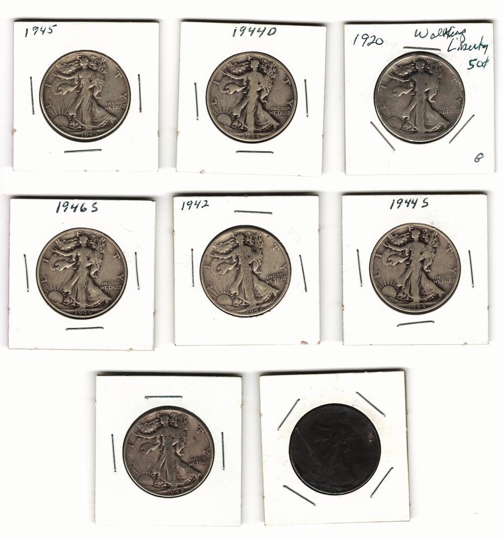 Lot of 8 Walking liberty silver Half dollars (1 of 3)