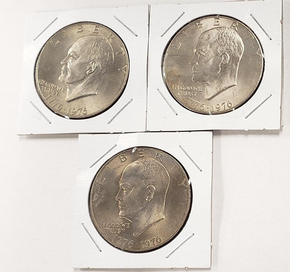 Lot of 3 Bicentenial Eisenhower $1 One Dollar Coins AU (1 of 3)