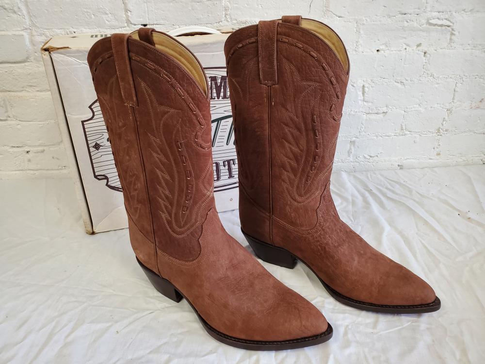 Hand Made Decktiles Leather Cowboy Boots size 13 hand: w/box presumably NOS. Quality hand made in Portland Maine