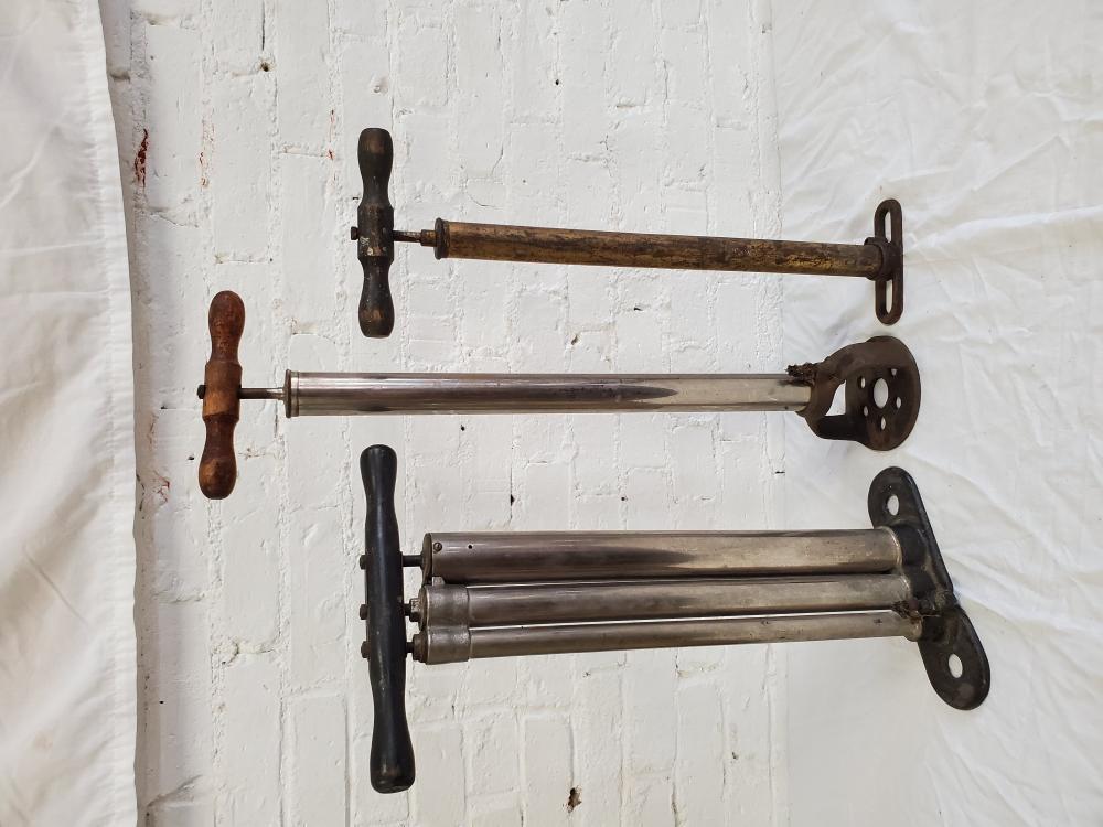 Lot of 3 unique antique hand pumps Kellog & more: lot of 3