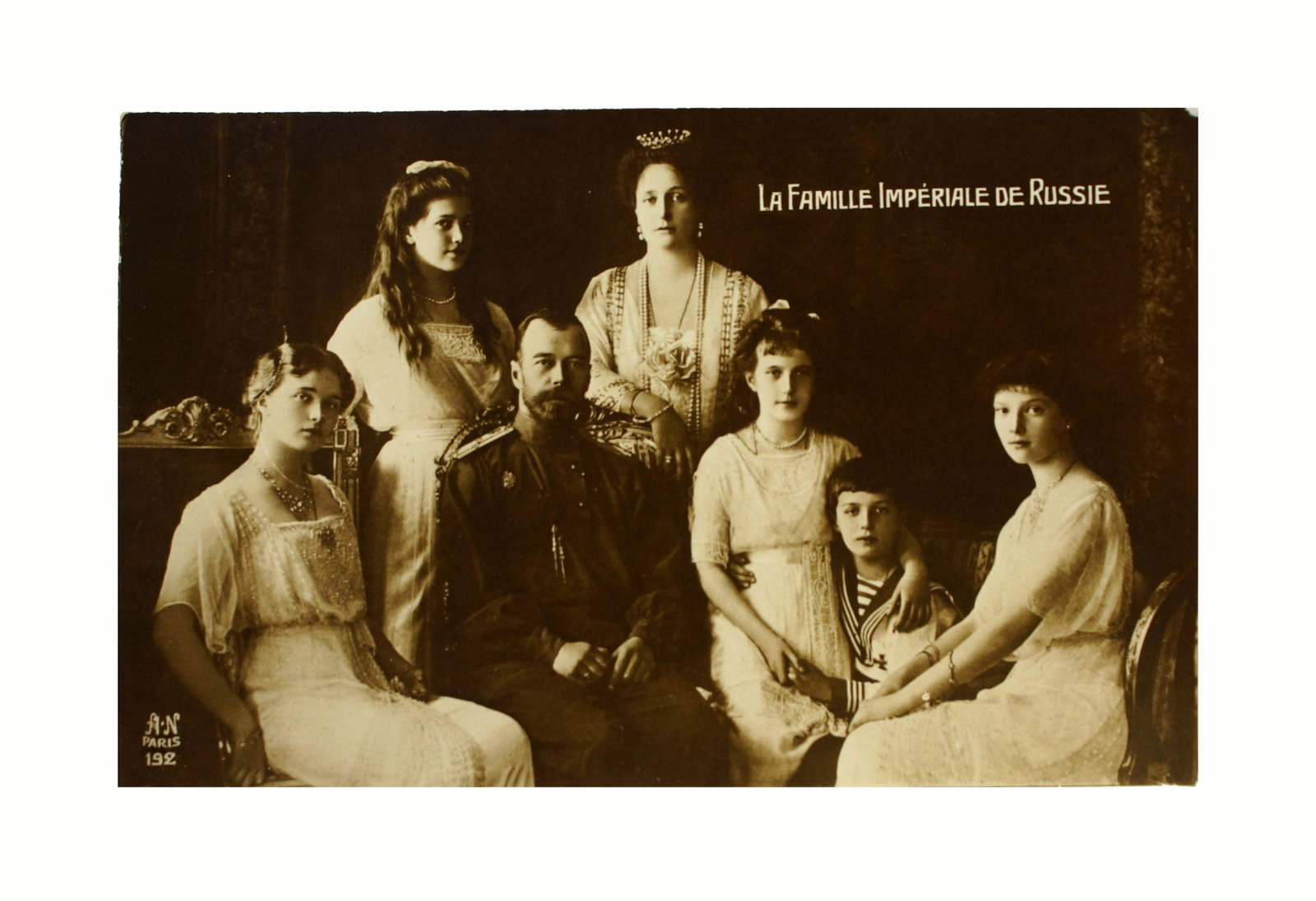 Antique Postcard Russian Royal Family: Russian Royal Family, last Emperor of Russia, Nicholas II with his family, circa 1900's