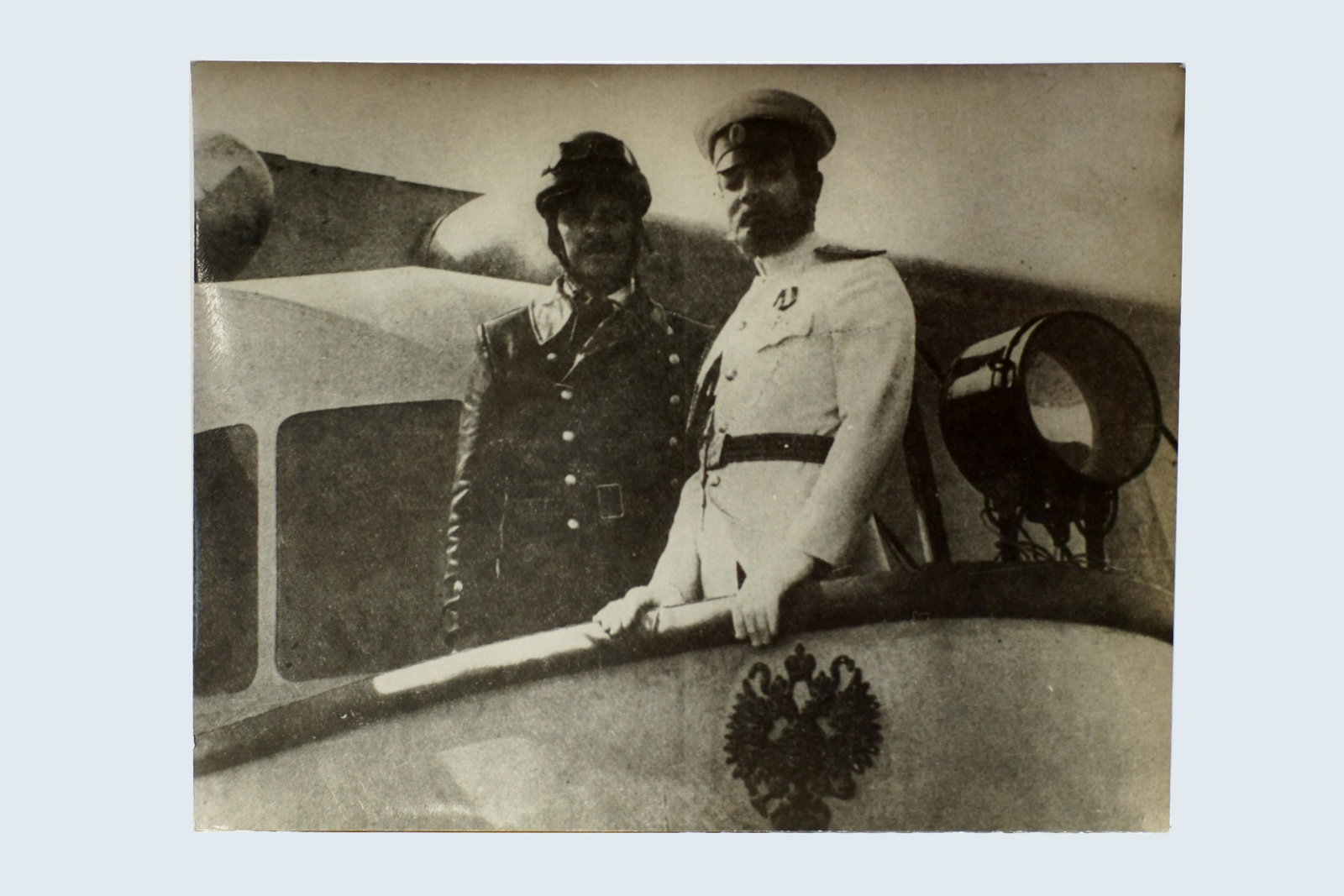Antique Russian Photo Nicholas II and Seversky: Antique Russian Photograph of Russian (Tsar) Emperor Nicholas II and Famous Pilot Alexander de Seversky. Size 9" x 11.5"