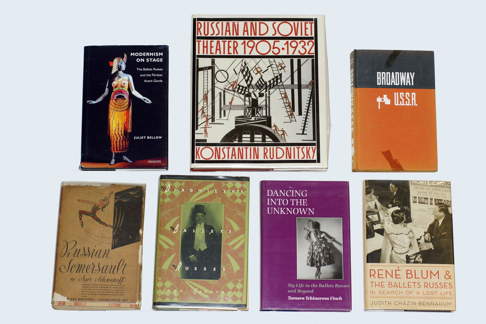 Russian Ballet Collectible Books: Ballet of Russia Collectible Books. Lot contains 6 Historical books on Russian Ballet, Dance, Modernism on stage, Broadway USSR, 1959, Russian and Soviet Theater 1905-1932 by Konstantin Rudnitsky. Fro