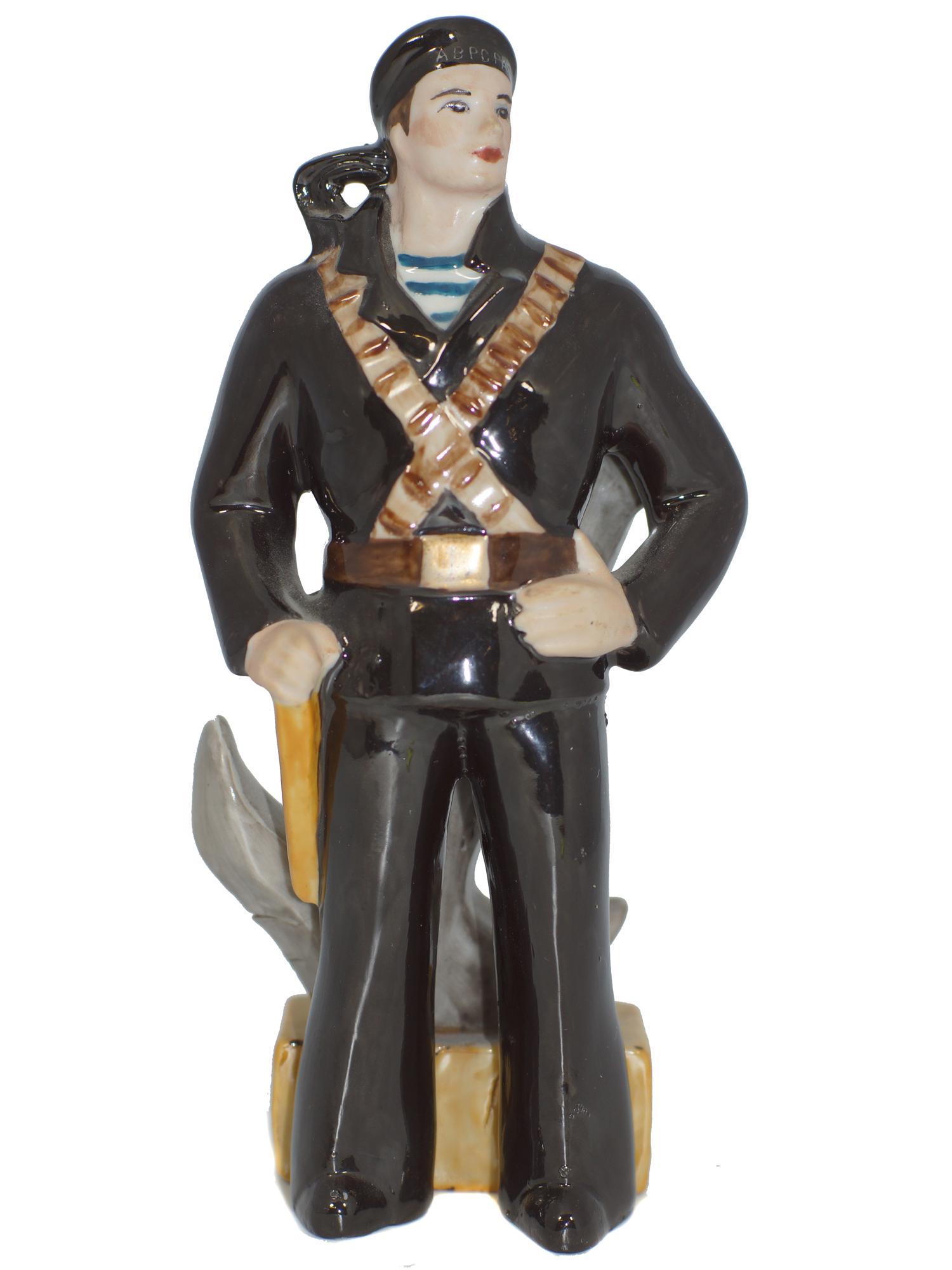 A Soviet Porcelain WWII Figurine Marine: A Soviet Porcelain WWII Figurine. Russian Marine from Aurora ship. Size h 8".
