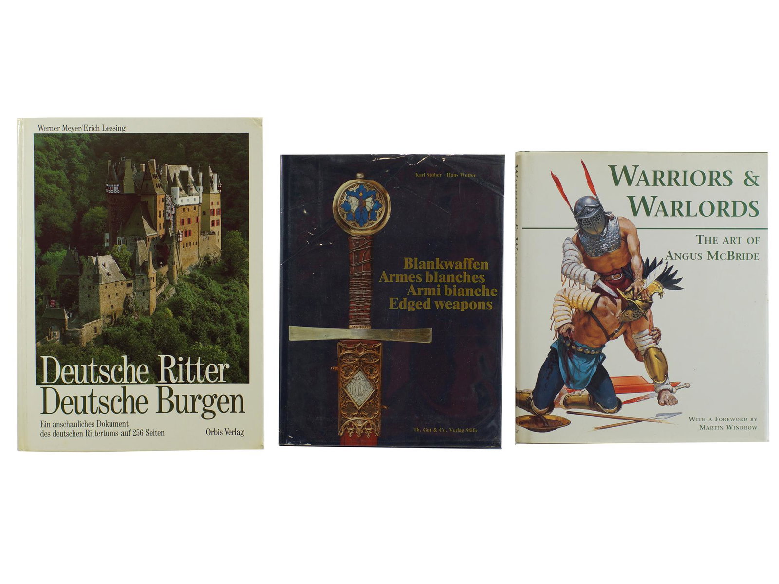 Collectible Military/Art/History Books. Lot of Three: Collectible Military/Art/History Books. Lot of Three. 1. Military Book. Edged Weapons. In German Language, 1982. 2. Art Book. Warriors and Warlords the Art of Angus McBaride, 2002. Angus McBride is on