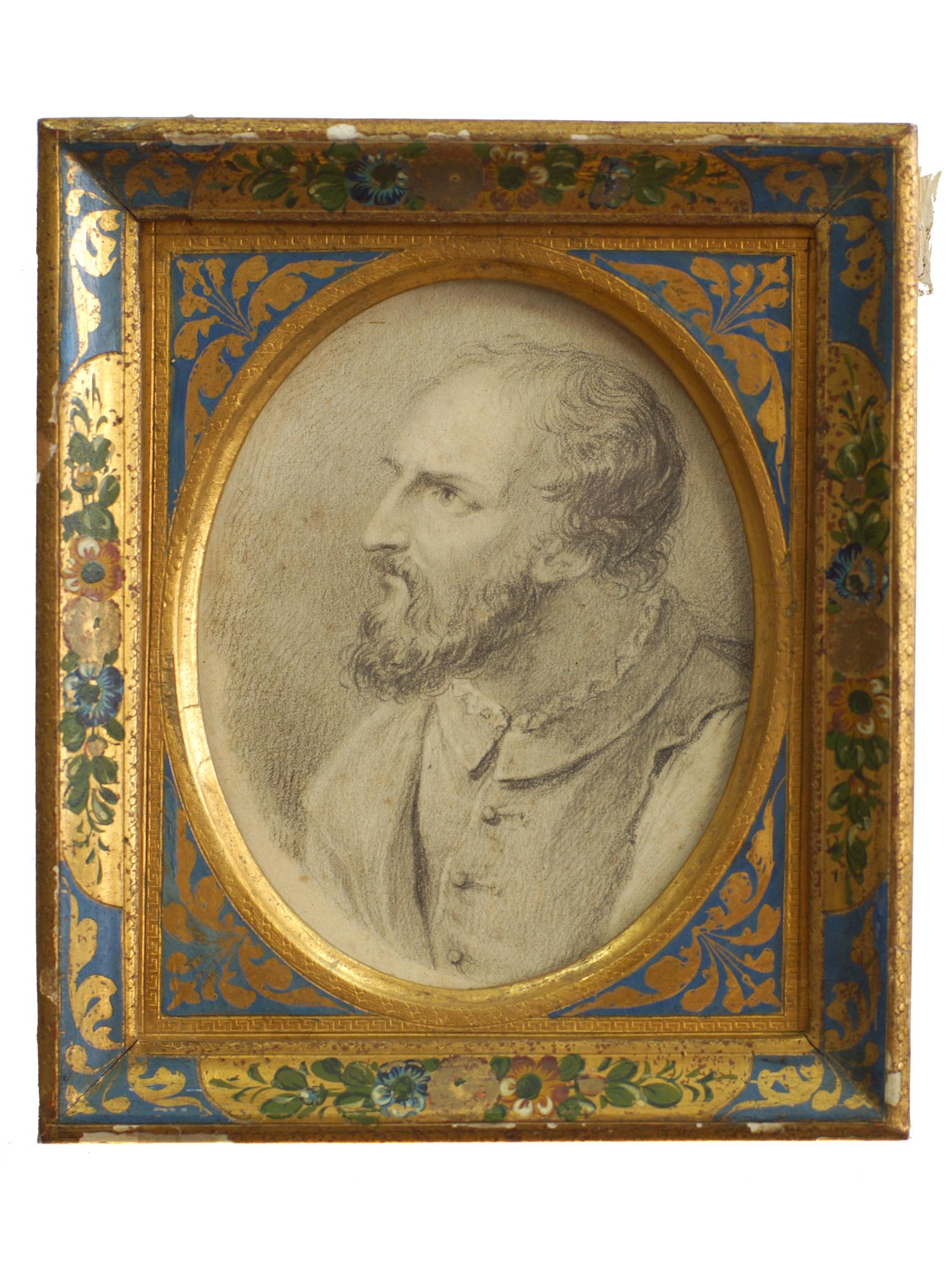 AN ANTIQUE EARLY PENCIL SKETCH ON PAPER: The painting is executed in the best traditions of the European academic school, possible by one of the Great Masters. Depicting a renaissance era portrait of a man. Dimensions: overall 5 x 6 in.