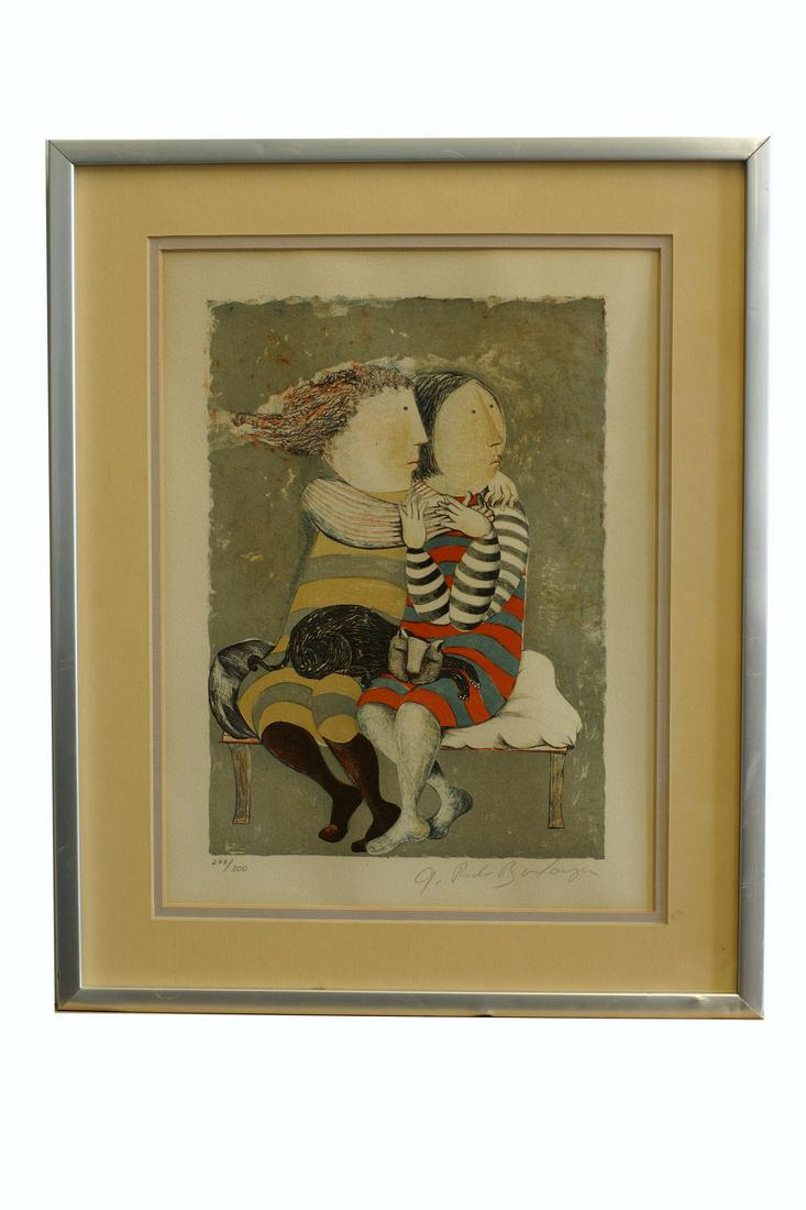 A VINTAGE LITHOGRAPH BY GRACIELA RODO BOULANGER: A rare original limited edition color lithograph. Artist Graciela Rodo Boulanger. Edition of 300, number 277. Signed by artist with pencil. Dimensions: 11 x 15 in. Frame size: 15.25 x 18.75 in.