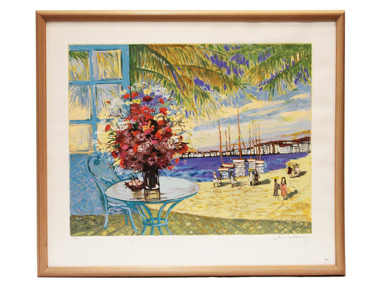 A SIGNED LITHOGRAPH IN COLOR FRENCH SCHOOL 20TH C: Ð light and colorful lithography in the style of French expressionism. Color printing on paper, limited edition, copy 42/300. Signed in pencil at bottom right. The manner of execution corresponds to 