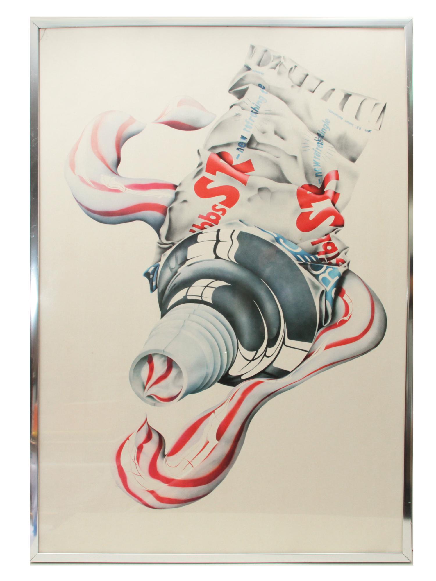 A TOOTHPASTE LITHOGRAPH BY MICHAEL ENGLISH 20TH C: An offset lithograph printed in colours. Michael English (1941 â€“ 2009) was a British artist known for poster designs and for several series of hyper realist paintings in the 1970s and 1980s. Di