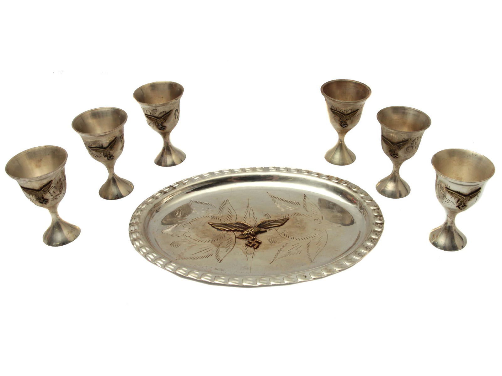 VINTAGE GERMAN SCHNAPPS CUPS AND TRAY (1 of 2)