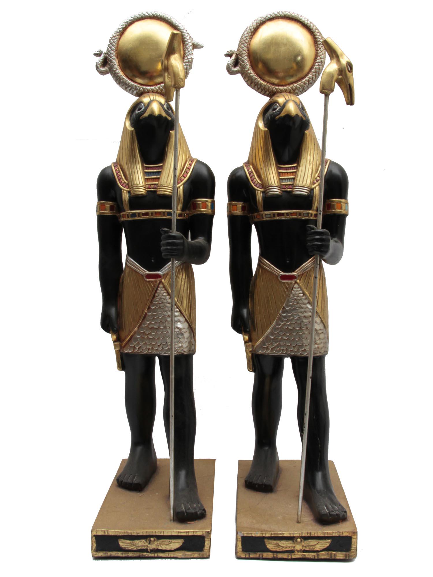 A PAIR OF EGYPTIAN FALCON-GOD HORUS STATUES (1 of 4)