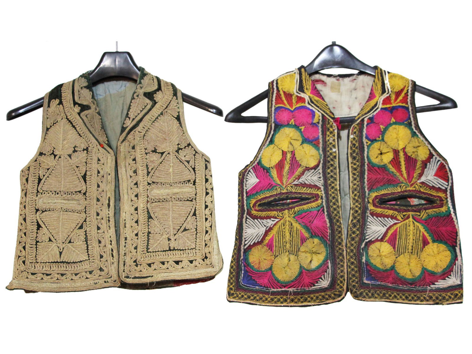 Set of 2 Vintage Hazara Hand embroidered Kids: Vintage kids waistcoat Hazara, Afghanistan Dimensions: L: 18" and 19"