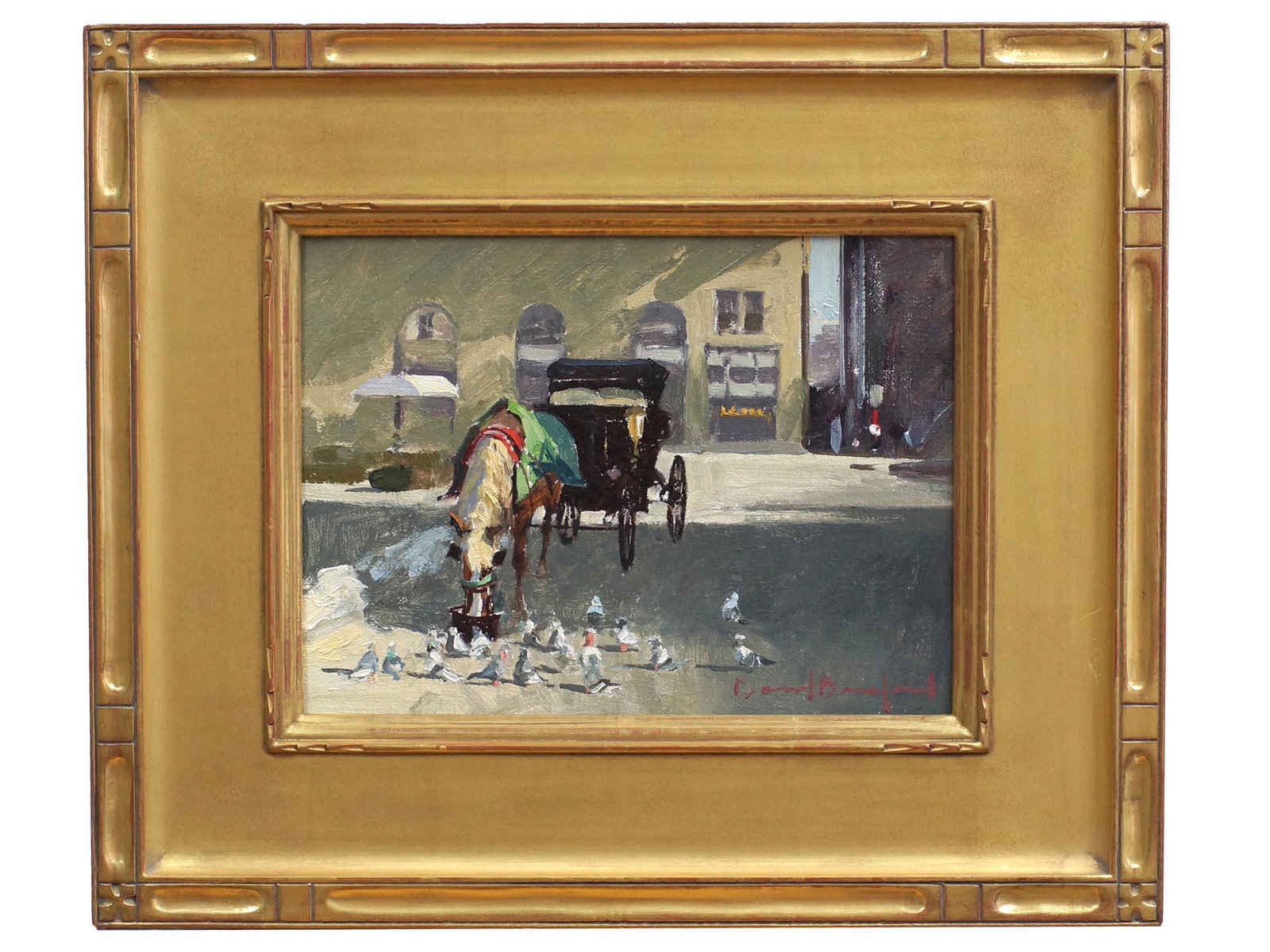 AN OIL PAINTING ON PANEL BY DAVID BAREFORD: David Bareford (Born 1947) is an active artist resigning in Massachusetts. David Bareford is known for his marine and landscape painting, snow scenes.Signed by the artist lower on the right.Framed. Si