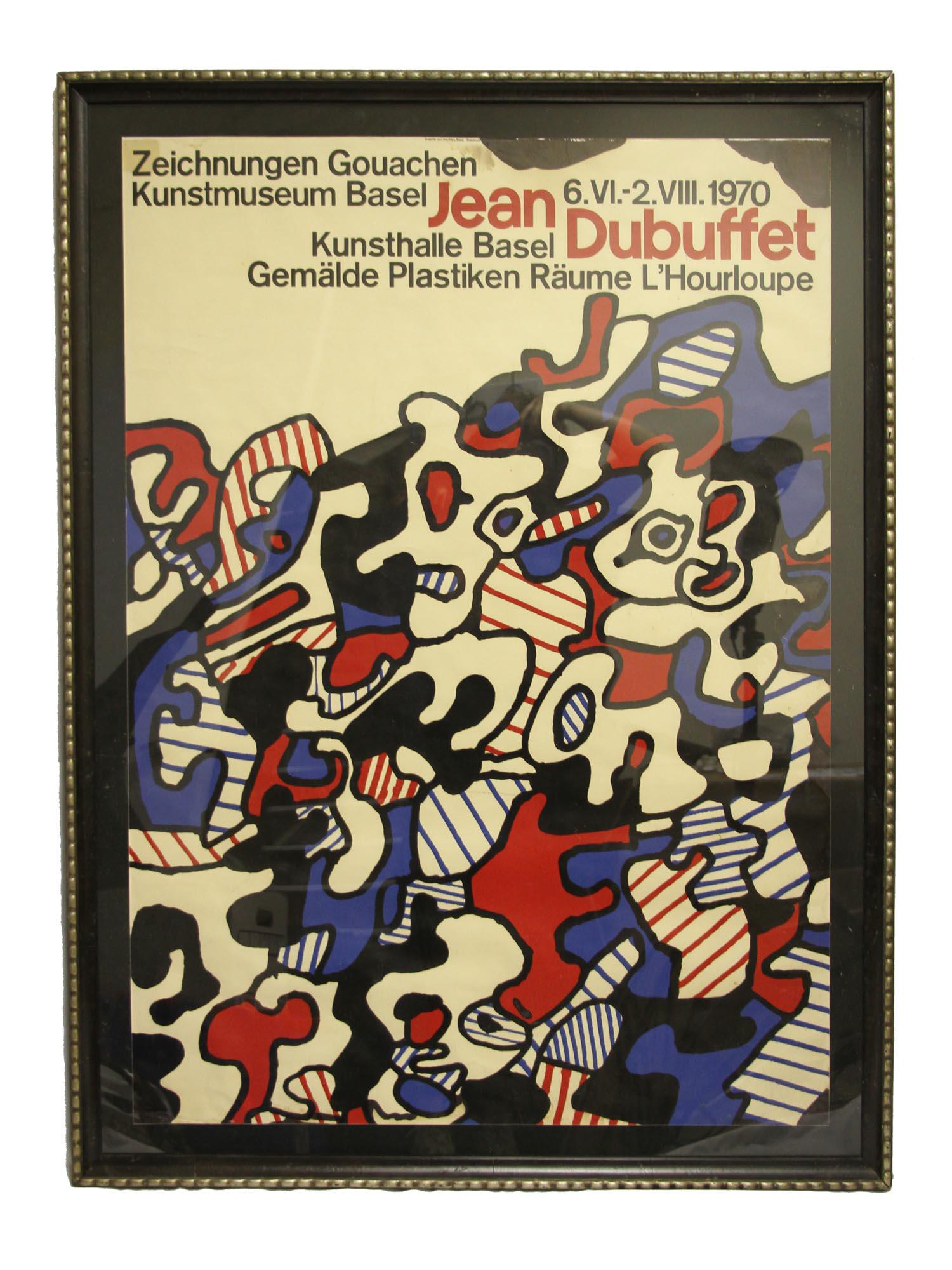 AN ORIGINAL VINTAGE POSTER FOR JEAN DOUFFET: An original poster for the Jean Dubuffet exhibition at the Kunstmuseum Basel in 1970. Text on the poster: "Jean Dubuffet - Zeichnungen - Gouachen - Kunstmuseum Basel - Kunsthalle Basel - GemÃ¤lde -