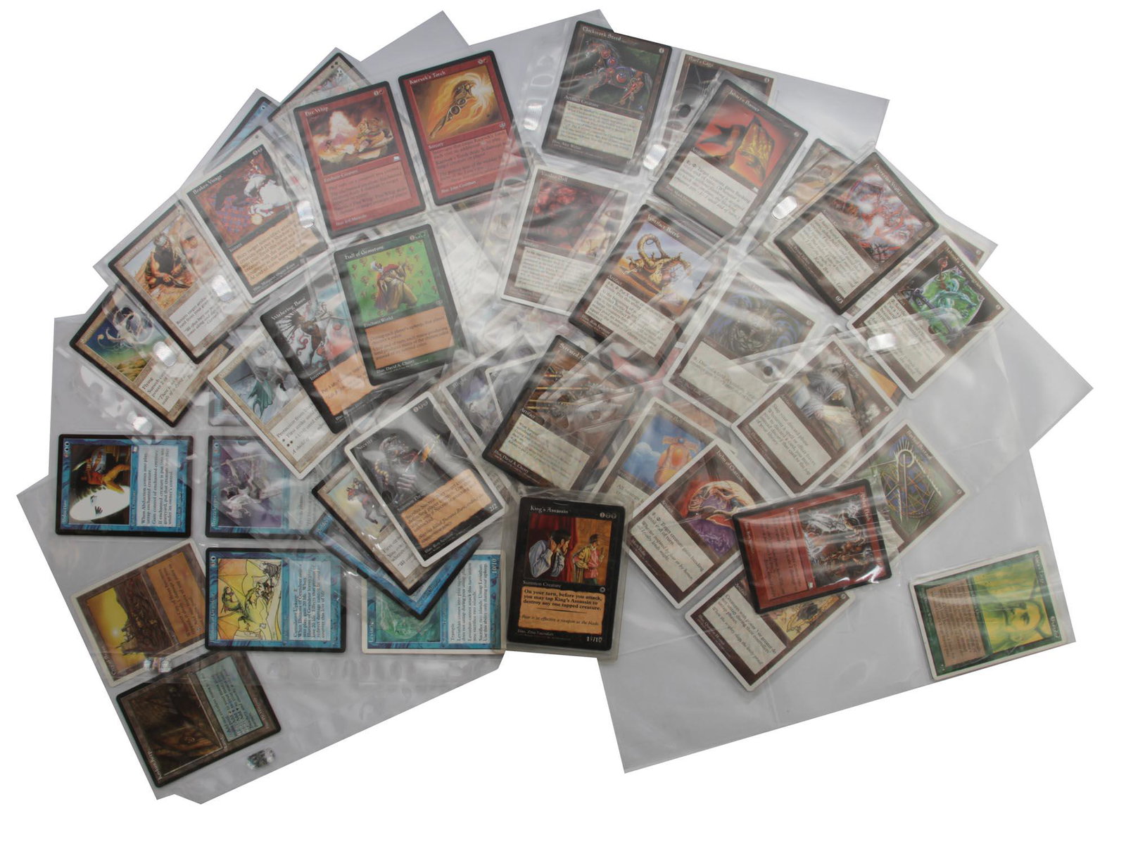 MAGIC OF THE GATHERING PLAYING CARDS 52 PCS: A set of rare collectible playing cards for the board game Magic: the Gathering. The lot includes cards of various colors, as well as artifacts. Dimensions: N/A