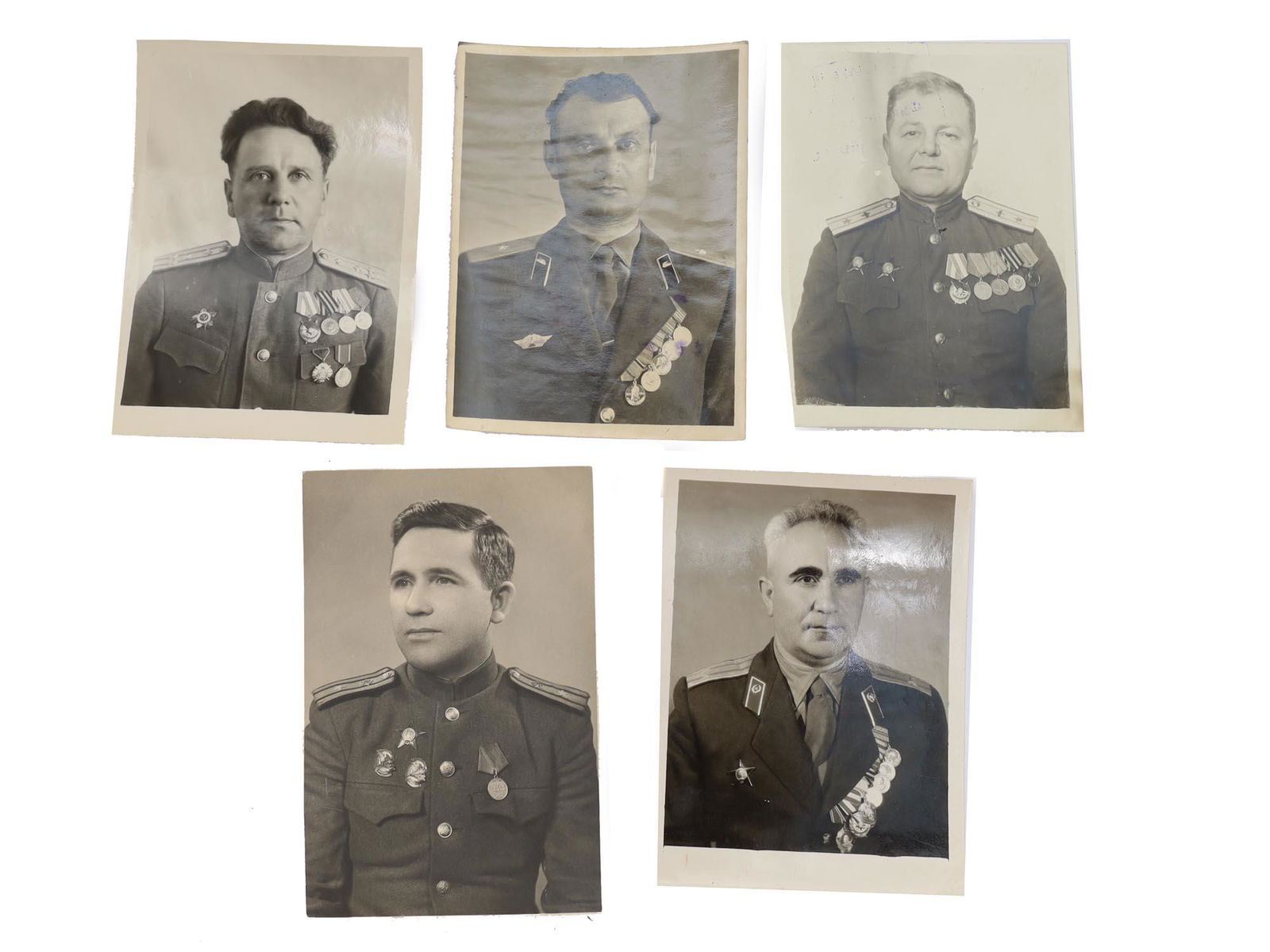 A SET OF 5 SOVIET ARMY OFFICERS PHOTOGRAPHS GROMOV: Three photographs are signed one of which by Gromov and dated May 15, 1961. Dimensions: 5 x 3 1/2 in., (13 x 9 cm.)